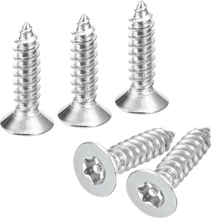 QUARKZMAN 60 stycken försänkta torxskruvar, M6 x 16 mm Torx träskruvar 304 rostfria säkerhetsskruvar med T30-bit, självgängande, stöldsäkra för trä, maskinteknik (silver)
