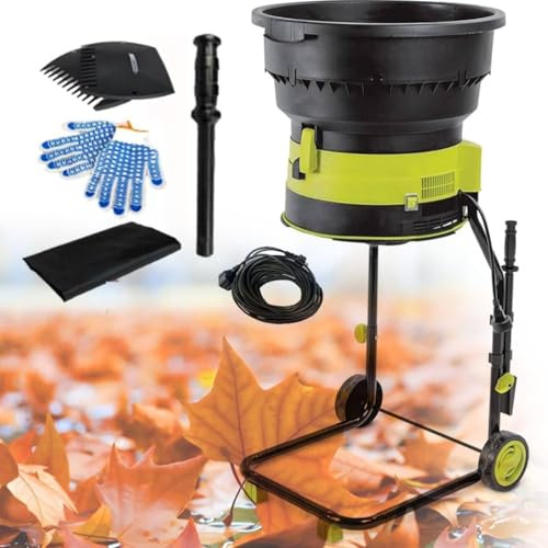 SSQUZA Broyeur Feuilles électrique 15 Amp 2500W,Broyeur Végétaux Jardin sans Lame,Rapport Réduction 17:1,Paillage Maximal Jusqu'à 55 Gal par Minute,Broyeur Déchets Jardin,60m*Powercord