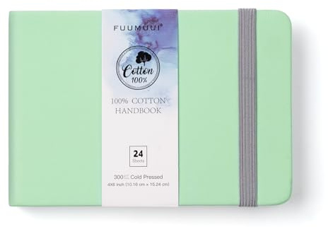 Taccuino ad acquerello, formato A6, 100% cotone, 30 fogli da 300 g/m², senza acidi di alta qualità, pressato a freddo e incollato; ideale per pittura ad acquerello, disegno e lettering a mano, bianco