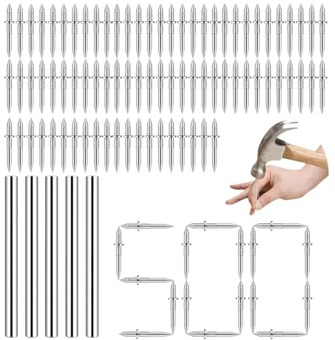 Persiiious 500 Piezas Clavos Sin Costuras, Tornillos de Seguridad Invisibles, con 5 Herramienta de Manga Específica para Clavo, Para Línea De Zócalo, Cemento, Mampostería