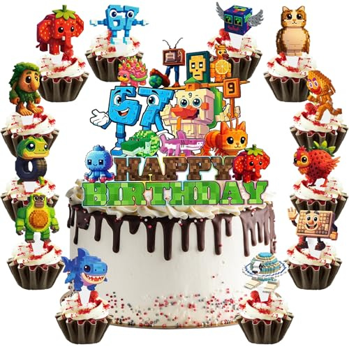 YOUYIKE 13 stycken tårtdekorationer Tung Tung Sahur, italiensk Brainrot tårtdekoration födelsedag tårtdekoration flicka pojke, Happy Birthday Cake Topper tårtdekoration barnkalas cupcakes