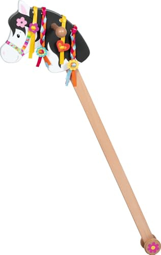 goki 53760 – Käpphäst Lili – goki66 – käpphäst med färgglada band för flätning, hobbyhäst, 90 cm
