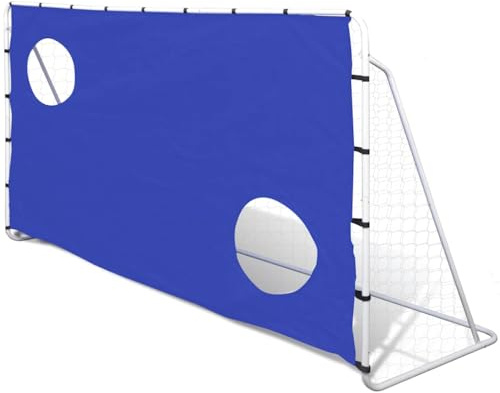 Ziaphsol But de football avec mur de but, 240 x 92 x 150 cm, cadre en acier, filet de but en polyester, ancrage au sol, mur de cible pour entraînement de tir, jardin, pelouse et entraînement des