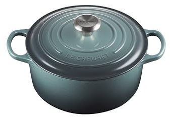 Le Creuset Signature Gusseisen-Bräter mit Deckel, Ø 24 cm, Rund, Für alle Herdarten und Induktion geeignet, Volumen: 4,2 l, 4,305 kg, Ocean, 21177243602430