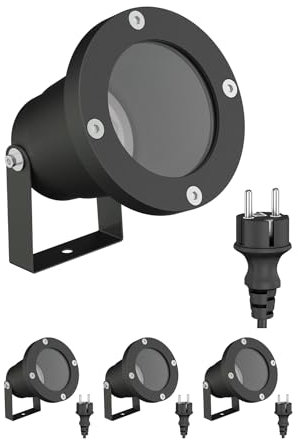 ledscom.de 4 projecteurs de jardin DUK pour l'extérieur, IP65, fiche, noir, 1x GU10 max. 15W