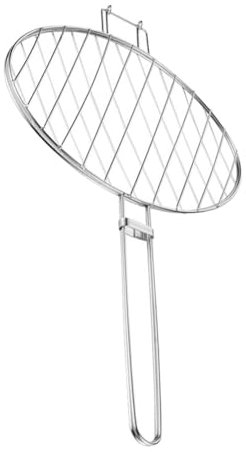 Fischgriller (Silber) mit Gummigriff | ße Fischbräter Gemüsekorb aus Metall Grillfisch Rack Fischgrillzange Fischkorb für Grill und BBQ
