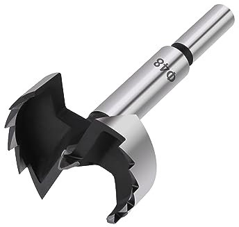 Vearter 48mm Forstner Drill Bit, High Carbon Steel Multi-Tooth Woodworking Tools Forstner Bits with Round Shank, Hinge Drill Bit for Solid Wood, MDF, Plastic, Particleboard, Plywood