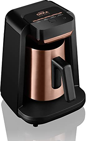 Arzum Okka Rich Automatic Turkish Coffee and Hot Beverage Maker, Velvetiser, 5 cups, Black/Copper