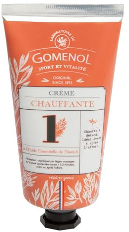 Crème chauffante muscles Gomenol 75ml | Massage avant et après l’effort | 6 huiles essentielles | Effet chauffant immédiat | Texture non grasse | Made in France