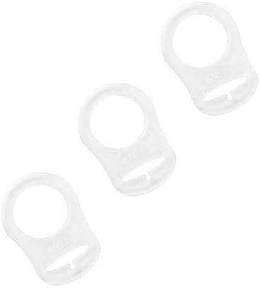 Neoreser 3 Stück Silikonring für Schnuller, Baby Silikonring für Schnullerkette für Transparente Silikonknopfschnalle, Baby Schnuller Halter Clip Adapter Schnullerhalter für Baby Schnullerketten