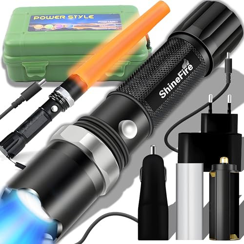 Retoo Linterna LED Alta Potencia, 5000 Lúmenes, Recargable, Táctica, Militar, 5 Modos de Luz, Linterna a Pilas, Cargador de Coche, 4200 mAh, para Emergencia, Camping, Senderismo, Regalo