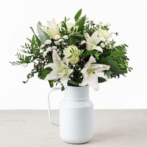 Pure Bliss Bouquet - Luxurious Hand-Tied Fresh Flowers, Perfect for Romantic Occasions, Wedding, Anniversary, Graduation, Birthday, Gift Wrapped with Free Message Card