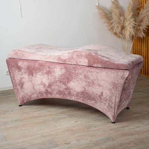 Untitled Wave Matratze (Curved Topper) mit Memory Foam, Liegenbezug, Set 180x60 cm für Kosmetikliege, Massageliege, für Wimpernverlängerungen, PMU - Rosa