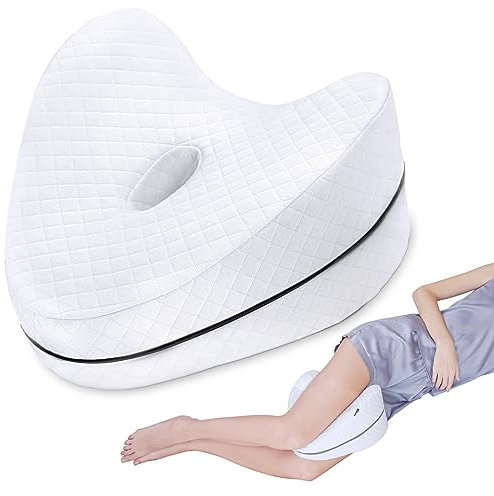 SAHEYER Kniekissen, Orthopädisches Kniekissen für Seitenschläfer Memory-Schaum Beinkissen Ergonomisches Lagerungskissen Zur Linderung von Hüft-, Rücken- und Knieschmerzen, 30×26×17CM