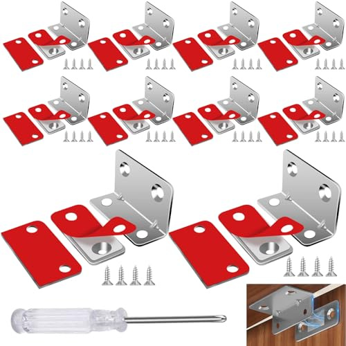 Nadinsta 10 Pezzi Calamite per Mobili Chiusura, Argenteo Calamita per Ante Mobili, Chiusura Magnetica per Ante Ultra-sottile con Cacciavite Autoadesivo per Cassetti, Chiudiporta, Armadio, Ante Cucina