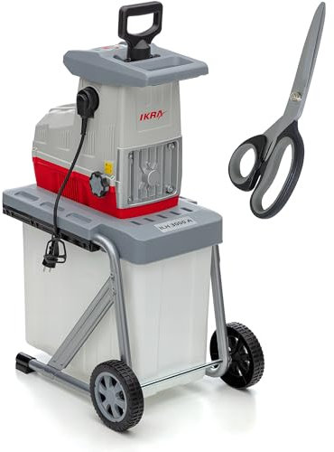 IKRA Elektro Gartenhäcksler Walzenhäcksler ILH 3000 A, starke 3.000W, Aststärke bis 44mm, inkl. Schere