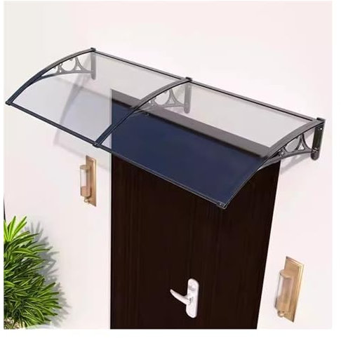 Auvent Transparent de Porte D'entree 150x300cm Marquise de Fenêtres en Polycarbonate, Auvent de Porte Abri Banne Entrée Protection(Size:60x150cm)