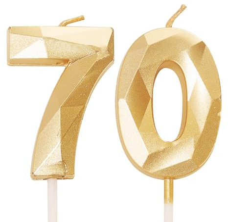Velas para el 70 cumpleaños – Número 70 velas para tarta, decoraciones para tarta del 70 cumpleaños