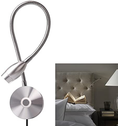 JHS-TECH Leselampe Wandmontage, Dimmbar Bettleuchte Berührungsschalter Schwanenhals Lampe Bett Leseleuchte 3W Hell Nachtbeleuchtung Leselicht für Schlafzimmer - Warmweiß