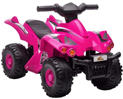 AIYAPLAY 6V Electric Quad Bike for Kids, Kids Electric Car Ride on ATV with Music, Forward Function, for Ages 2-6 Years, Pink