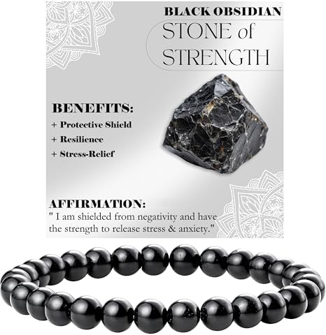Bivei Ossidiana nera - Forza - signora braccialetto perline 6mm semiprezioso cristallo naturale elastico elastico cristallo accessori regalo di yoga Piccolo