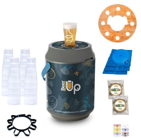 BEER UP PLUS 'Origin' + 12 marqueurs OFFERTS - Tireuse à bières portative - 20 verres - fûts Beertender - 20h de froid sans électricité - remplissage par le fond
