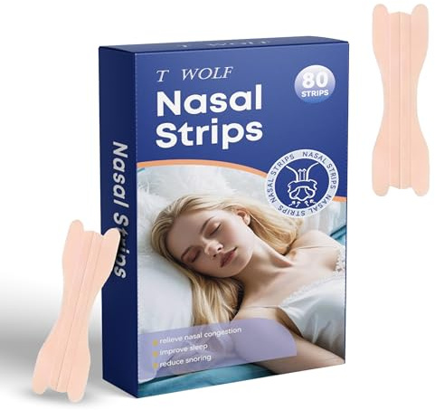 80 Pieces Nasal Strips, Nose Strips for Breathing Anti Snoring Devices, Nose Strips Snoring Aids for Men for Sleep Aid, Snoring Aids for Women for Stop Snoring, Nasal Strips for Breathing