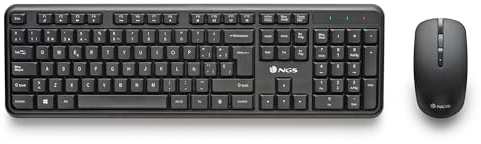 NGS Serenity Kit - Conjunto Silencioso de Teclado y Ratón Inalámbrico con 12 Teclas Multimedia, Diseño Español