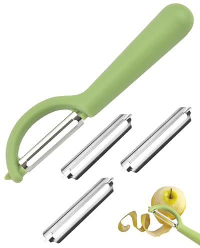 FUGLUS Professionale con 3 Lama in Acciaio Inossidabile Pela Patate e Verdure Universale Pelaverdure Pela Carote Sbuccia Patate Sbucciatore Manuale per Pelare Carote Varie e Frutta(Verde)