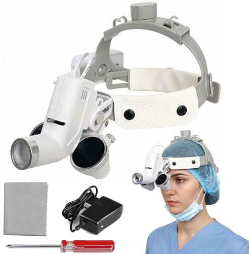 Occhiali con lente d'ingrandimento, medici dentali, chirurgici, ingrandimento 3,5x, distanza di lavoro di 420 mm, illuminazione LED da 5 W, dentista regolabile, operazione, laboratorio