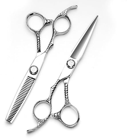 Hair Cutting Shears, 6 Inch 440C Stainless Steel Professional Left Hand Salon Barber Scissor Scissors Hairdressing Thinning Set