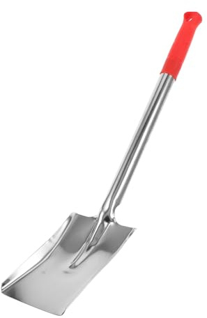 Veemoon Pelle à Cendres pour Cheminée 53 CM Manche Rouge en Plastique Lame en Acier Inoxydable Pelle à Charbon de Bois Résistante pour Poêle à Bois Barbecue et Jardinage Outil de