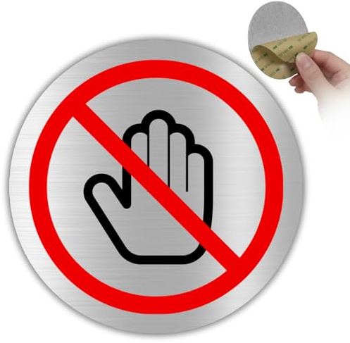LEIASA | Señal Privado Mano - 10x10 cm - Aluminio - Placa Acceso Restringido - Cartel Adhesivo Informativo - Indicador Puerta Zona Privada - Rótulo Plateado Resistente - Grosor 0.8mm - (Privado Mano)