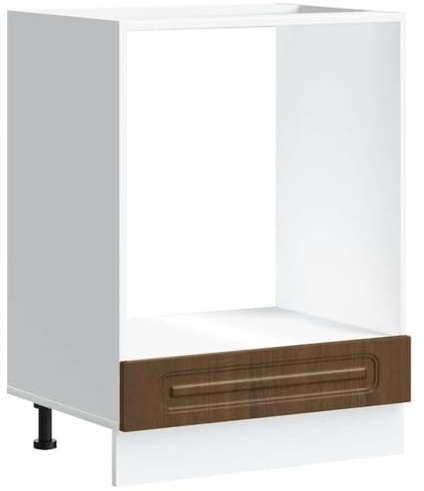 GeenYuu Kalmar Stove Cabinet Brown Oak Look Wood Material with Adjustable Feet 60 x 46 x 81.5 cm Sturdy Storage Space for Oven Microwave Compact Space Saving Versatile Use
