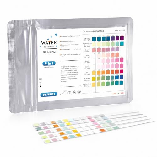 WovaOrx 50 Bandelettes Test Eau Aquarium 9 en 1, Test Aquarium : Test PH, GH, KH, Nitrites, Nitrates, Chlore, Fer, Cuivre – Kit Rapide pour Eau Douce, Mer, Étang et Crevettes