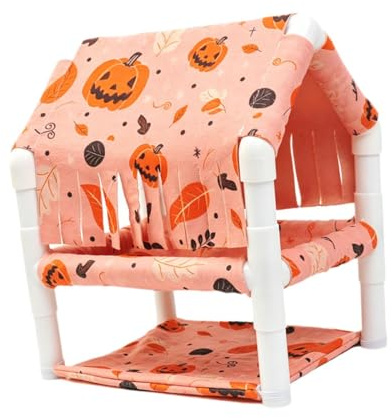 Qianly Maison pour Cobayes, Cachette pour Petits Animaux, Abri pour Hamsters, Cabane Décorative à Double Couche en Tissu PVC Confortable, Design Polyvalent, Orange