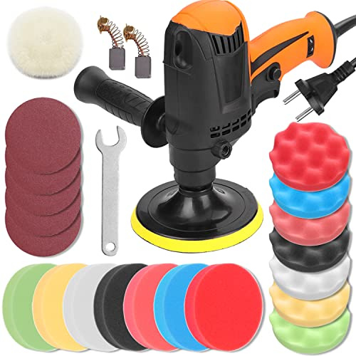 Snnozy Juego de Máquina Pulidora de Automóviles 980 W, Máquina Pulidora Automóviles Ajustable 6 Velocidades 850-3200 Rpm, para Encerar y Pulir , Máquinas Pulid (1)