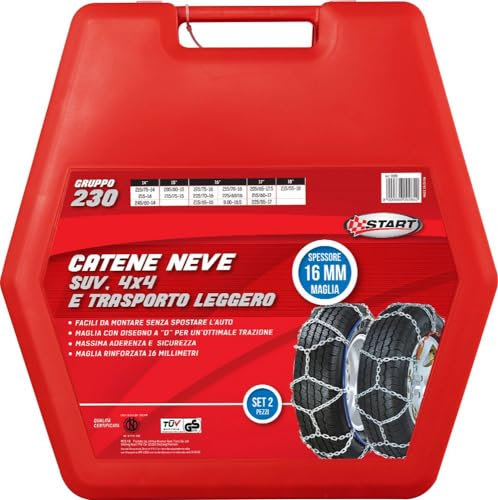 START Set Due Pezzi Catene da Neve 16MM Gruppo 230 per SUV 4x4 e Trasporto Leggero