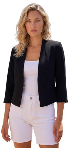 Roman Bolero Jacket for Women UK Ladies Shrug Tailored Rochette Suit Blazer Formal Wedding Guests Crepe Crop Stretch Smart Cover Up Office Work Slim Edge to Edge