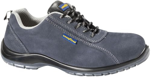 Goodyear Zapatos de Seguridad S1P de Gamuza Azul, Zapatos de Trabajo Talla 44