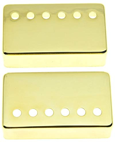 KAISH Uppsättning av 2 Humbucker gitarr pickup skydd mässing humbucker pickup skydd 49,2 mm/52 mm stavavstånd pickup skydd guld