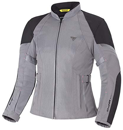 SHIMA JET - Atmungsaktive MESH-Paneele, Wasserdichte, Herausnehmbare Membrane, Level 2 Rückenprotektor inklusive, Erweiterte Einstellmöglichkeiten (Jacke Damen, Grau, M)