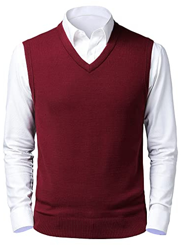 Btmpmcs Gilet Maglione Senza Maniche da Uomo Pullover in Maglia di Lana con Scollo a V Classico Panciotto Cardigan Canotte Smanicato Pullunder per Autunno Inverno