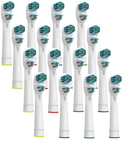 KongKay Lot de 16 têtes de brosse à dents de rechange pour Oralb Dual Clean, générique à double tête compatible avec brosse à dents électrique Oralb Braun
