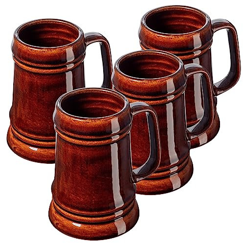 KADAX Chope à bière en céramique, passe au lave-vaisselle, avec poignée pratique, chope en pierre pour vin, bière, vin chaud et miel liquide (4, 500 ml)