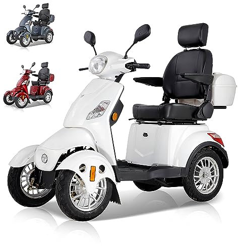 ZVGREEN-XL-M500S25 -Elektromobil-Mobilitätsroller mit 4 Rädern-Seniorenmobil-Kapitänssitz-3 Geschwindigkeiten-geräumiger Stauraum-Straßenzulassung-Weiss