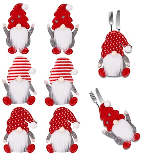 KEAGAN Christmas Cutlery Holders 6 Piece Cutlery Bags Holder Pockets Knifes Forks Bags Christmas Tableware Bag for Christmas Party Decoration