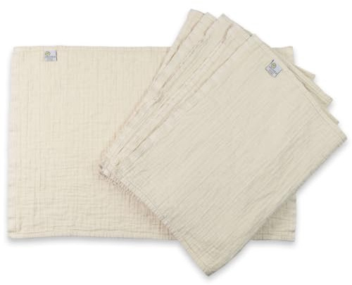 OsoCozy Organic Muslin Flat Cloth Diapers - Made of Ecologically Friendly, Soft, Absorbent, Double Layered 100% Organic Cotton. 6 Pack. Newborn Fits 6-12 Pounds.