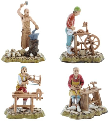 Moranduzzo Set 4 Mestieri Napoletani per Presepe da Cm 10 Scala 1:20 - Statuine Presepe Indistruttibili - Stile 700', Pittura Rifinita a Mano, Prodotto Ufficiale, Made in Italy, Scultore M. Landi