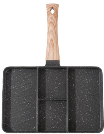 Poêle à griller divisée antiadhésive – Poêle à griller à plusieurs compartiments, performance antiadhésive supérieure | Poêle de cuisson efficace avec sections, poêle à griller résistante à la chaleur